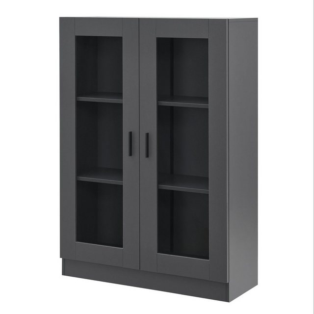 en.casa Vitrine »Sorø« Wohnzimmerschrank 80x31x115cm Dunkelgrau günstig online kaufen