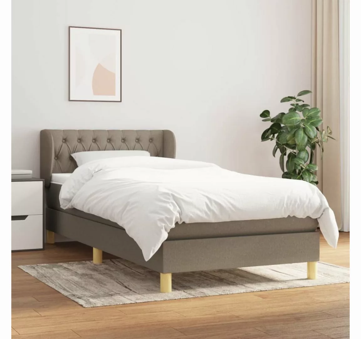 vidaXL Boxspringbett, Boxspringbett mit Matratze Taupe 90x190 cm Stoff günstig online kaufen