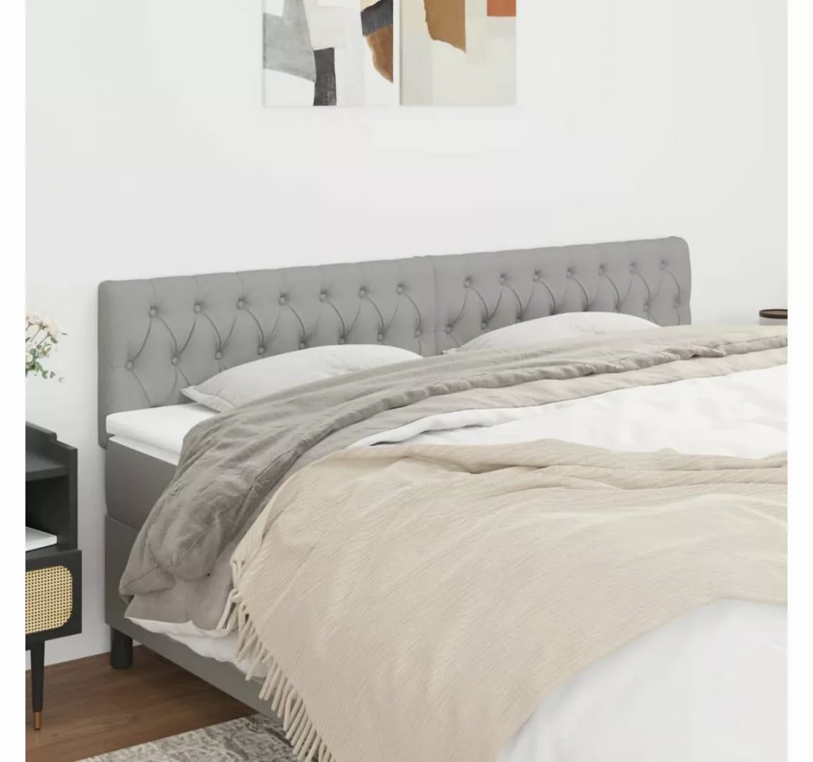 vidaXL Bett, Kopfteile 2 Stk. Hellgrau 100x7x78/88 cm Stoff günstig online kaufen