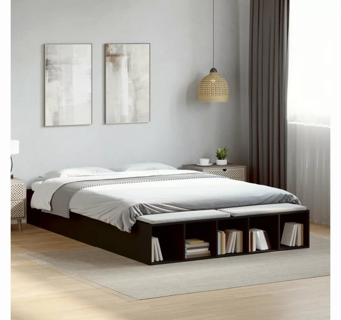 vidaXL Bett, Bettgestell Schwarz 160x200 cm Holzwerkstoff günstig online kaufen