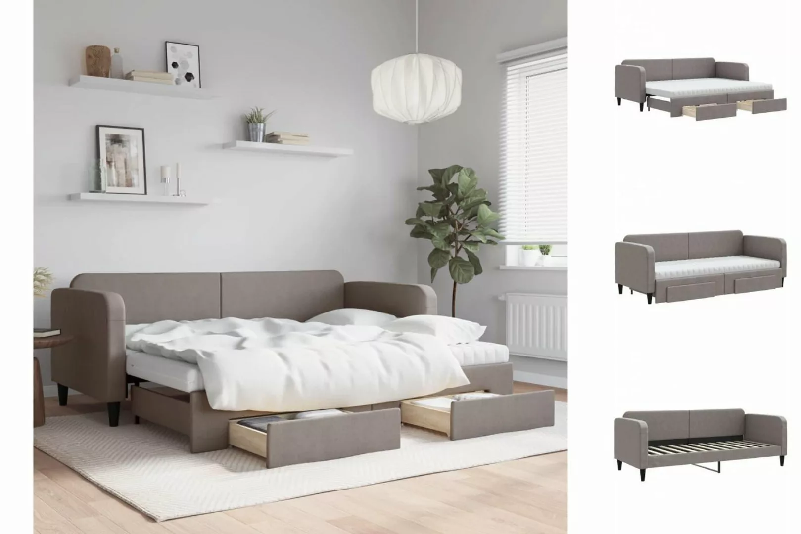 vidaXL Gästebett Gästebett Tagesbett Ausziehbar mit Schubladen Taupe 80x200 günstig online kaufen