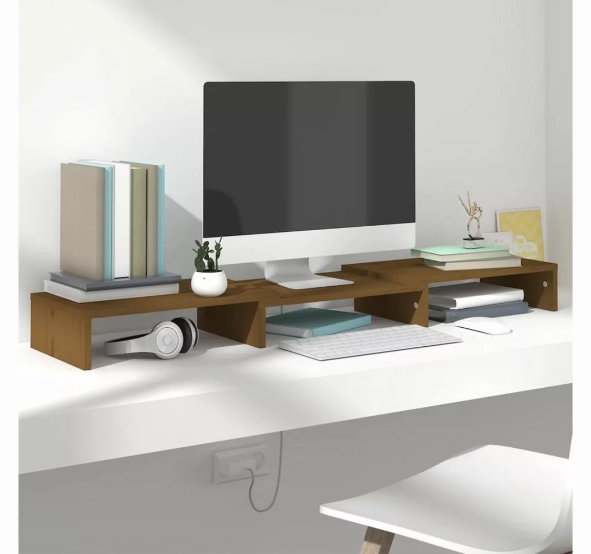 furnicato TV-Schrank Monitorständer Honigbraun 80x24x10,5 cm Massivholz Kie günstig online kaufen