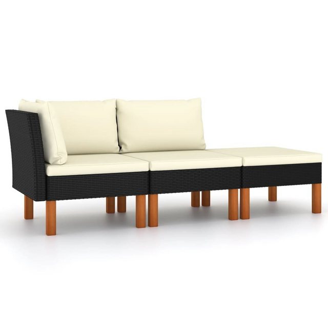 vidaXL Loungesofa vidaXL 3-tlg. Garten-Lounge-Set Poly Rattan und Massivhol günstig online kaufen