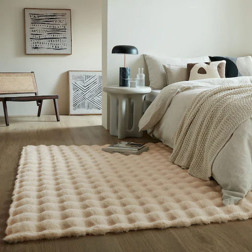 FLAIR RUGS Hochflor-Teppich »Waffle Faux Fur«, rechteckig, Waffelmuster, wa günstig online kaufen