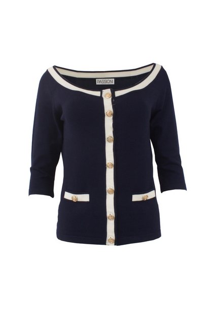 Passioni Strickjacke Navy Cardigan mit weißen Details günstig online kaufen