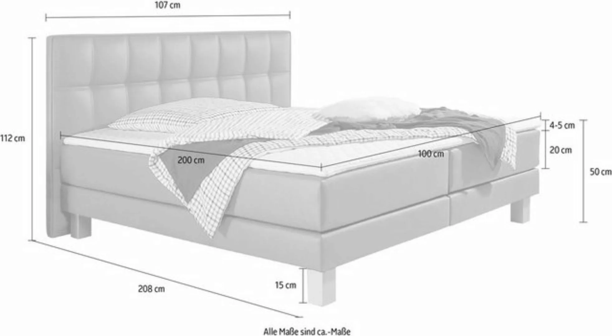 INOSIGN Boxspringbett »Tavira«, in 4 Breiten, 4 Farben und 3 Matratzenarten günstig online kaufen