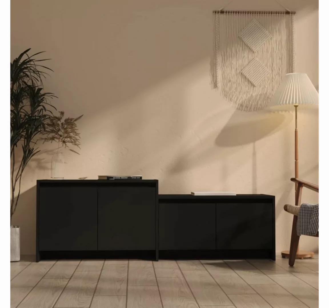 furnicato TV-Schrank Schwarz 146,5x35x50 cm Holzwerkstoff günstig online kaufen