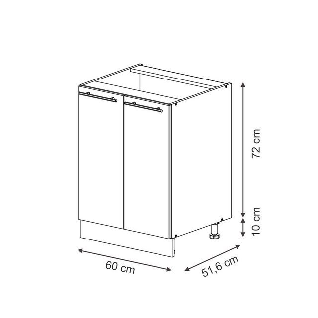 Vicco Unterschrank Fame-Line, Dunkelblau Hochglanz/Anthrazit, 60 cm ohne Ar günstig online kaufen