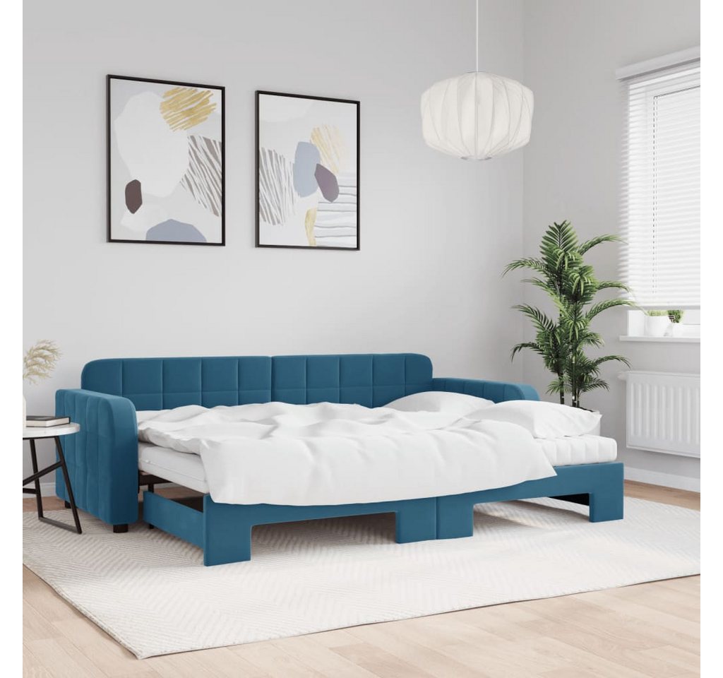 vidaXL Bett, Tagesbett Ausziehbar mit Matratzen Blau 80x200 cm Samt günstig online kaufen