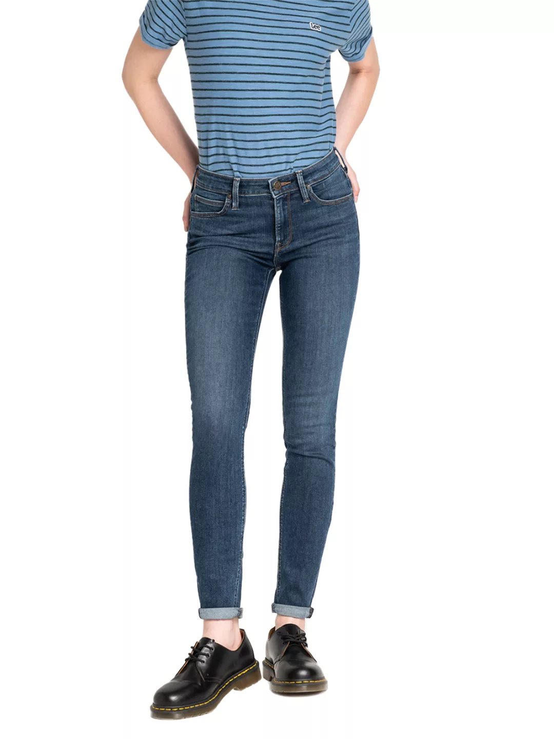 Lee Damen Jeans Jeanshose Stretch Scarlett Skinny Fit - Blau - Dark Ulrich günstig online kaufen