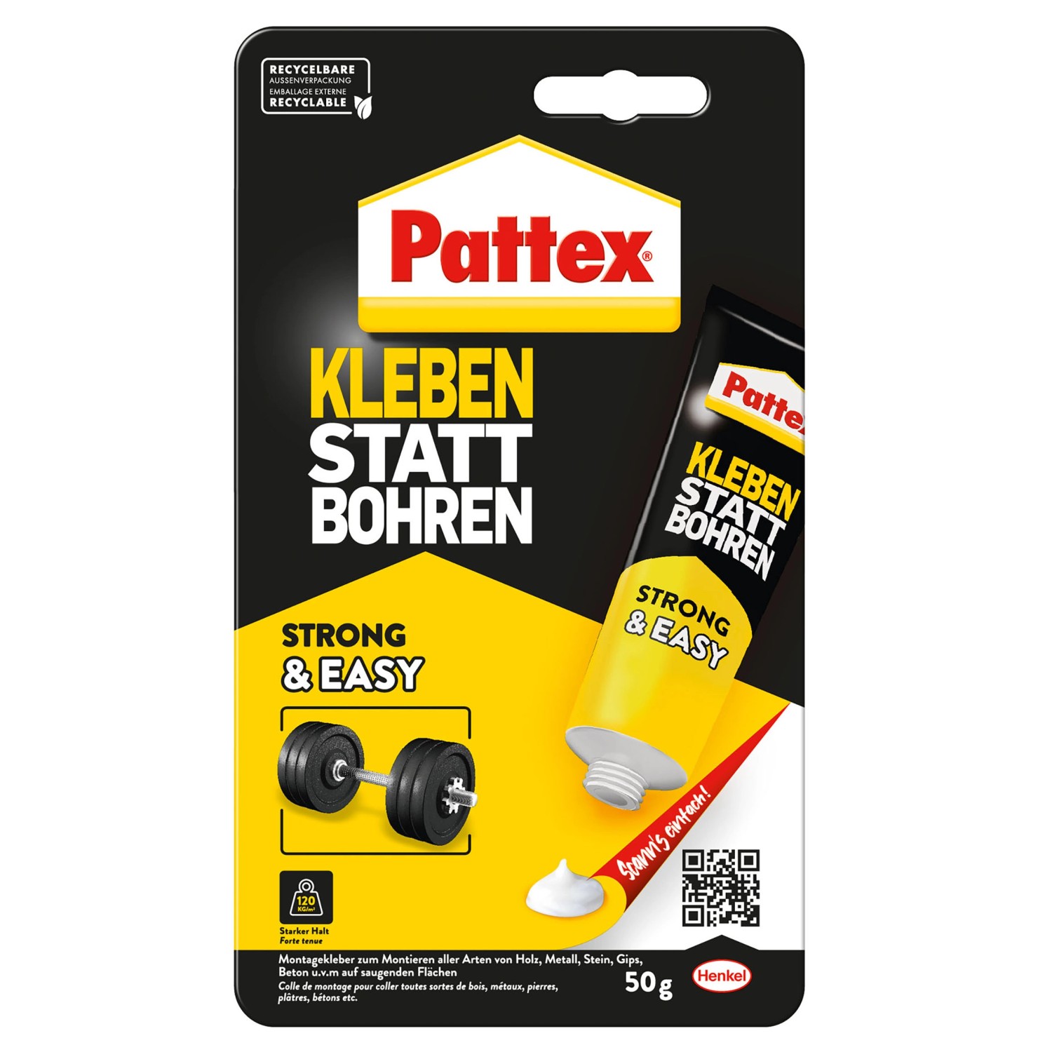 Pattex Montagekleber Kleben statt Bohren Kraftkleber weiß 50g Tube günstig online kaufen