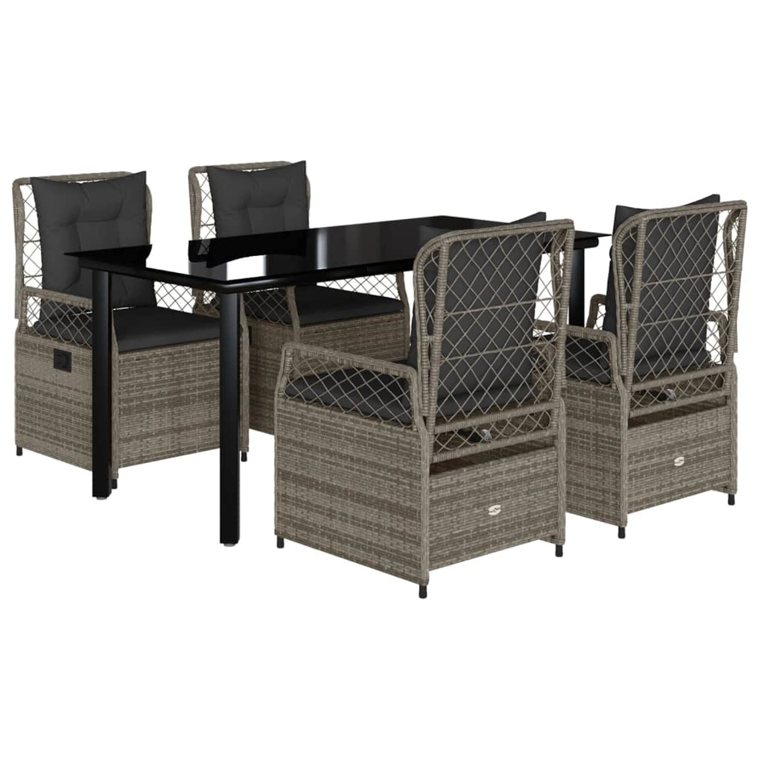 vidaXL 5-Tlg Garten-Essgruppe mit Kissen Grau Poly Rattan 3262995 günstig online kaufen