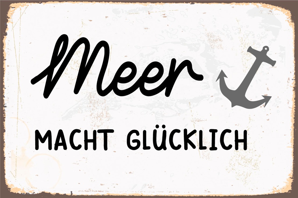 queence Metallbild "Meer macht glücklich", Schriftzüge-Schriftzug, (1 St.), günstig online kaufen
