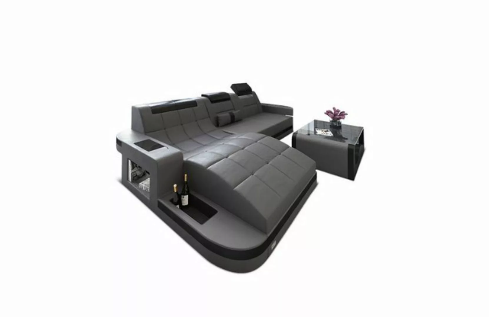 Sofa Dreams Ecksofa Sofa Leder Ledercouch Wave L Form Ledersofa, Couch günstig online kaufen