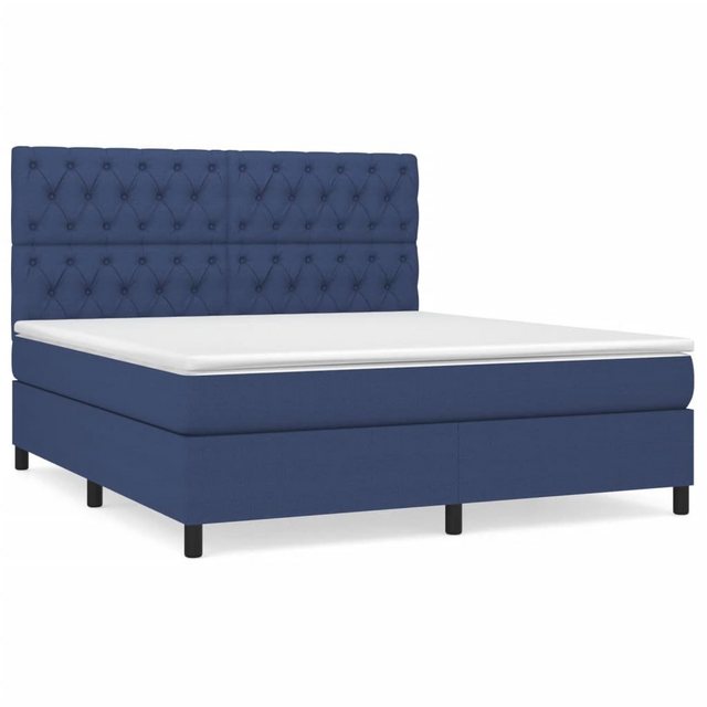 vidaXL Boxspringbett Boxspringbett mit Matratze Blau 160x200 cm Stoff Bett günstig online kaufen