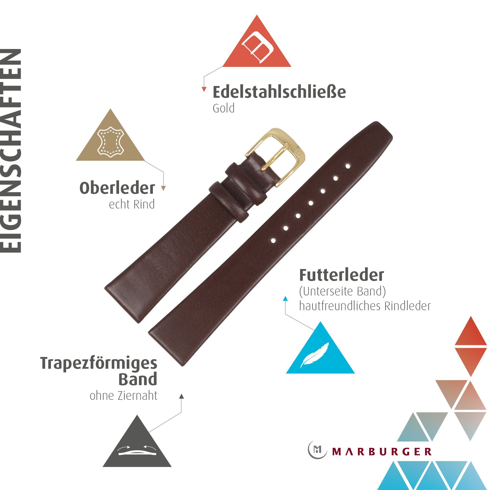 MARBURGER Uhrenarmband 16mm Leder günstig online kaufen