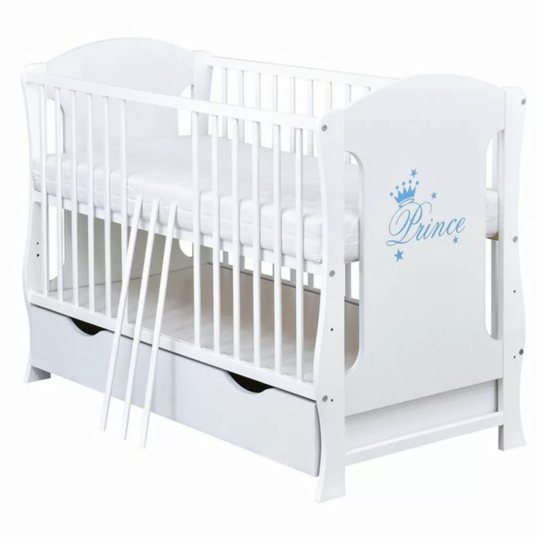 Baby-Delux Babybett Lia Prince, Kinderbett 60x120 cm weiß Schublade Kiefer günstig online kaufen