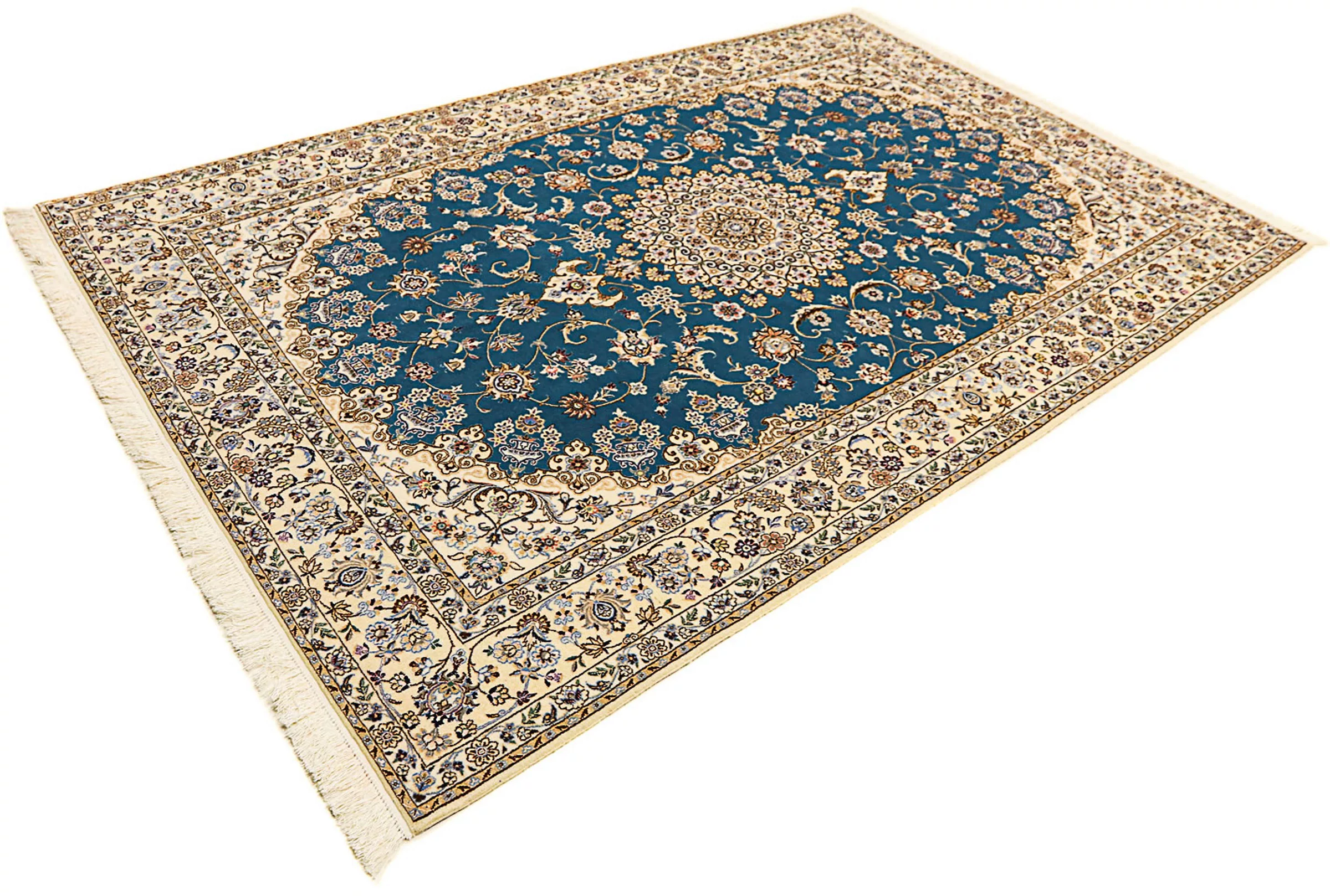 morgenland Orientteppich »Perser - Nain - Premium - 236 x 154 cm - blau«, r günstig online kaufen