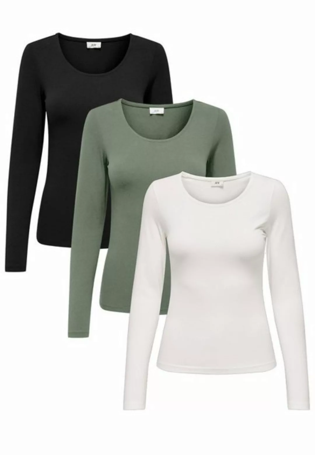 JACQUELINE de YONG T-Shirt Langarm Shirt 3-er Stück Set Rundhals Basic JDYA günstig online kaufen