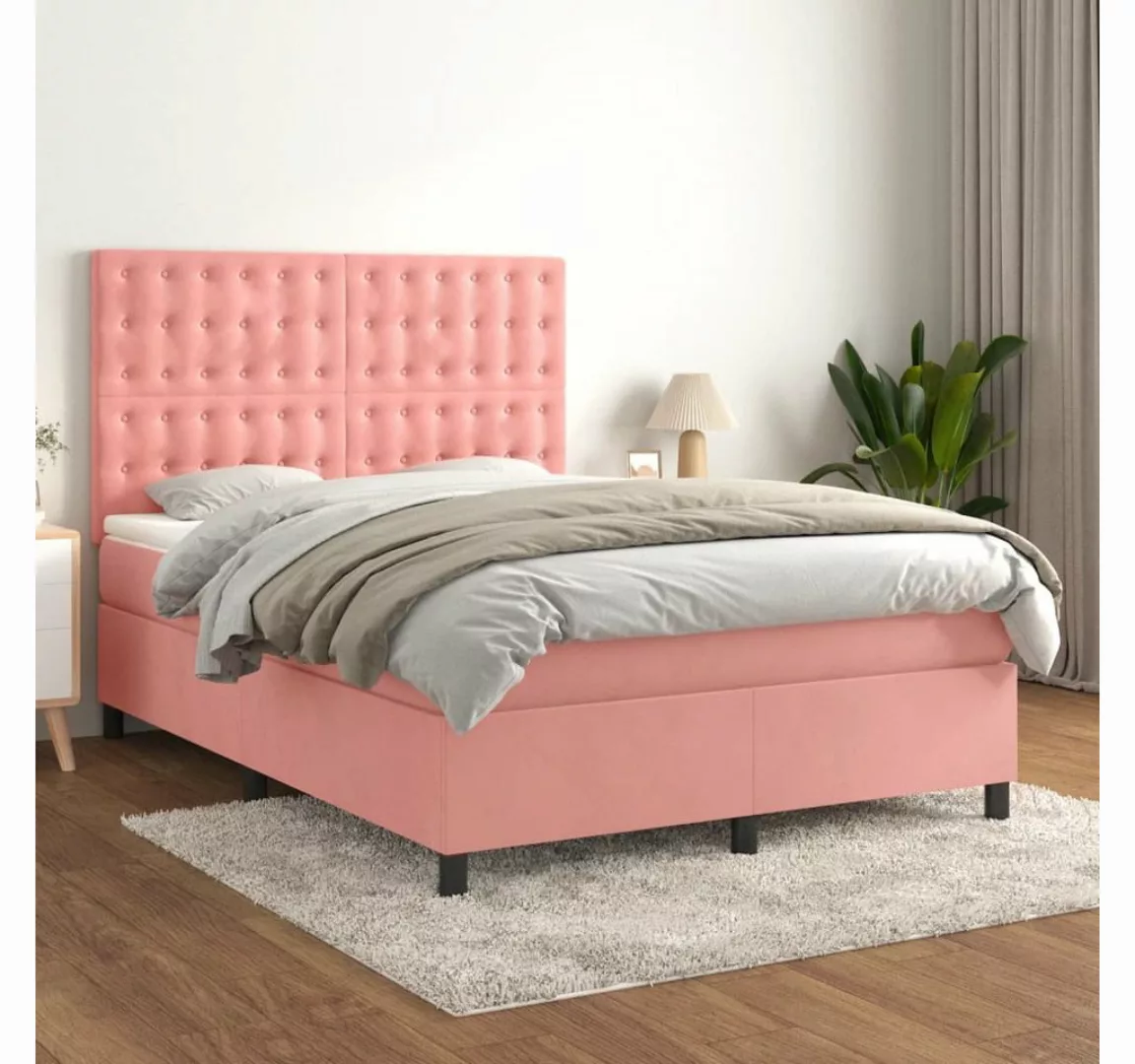 vidaXL Boxspringbett Bett Boxspringbett mit Matratze komplett Samt (140 x 1 günstig online kaufen