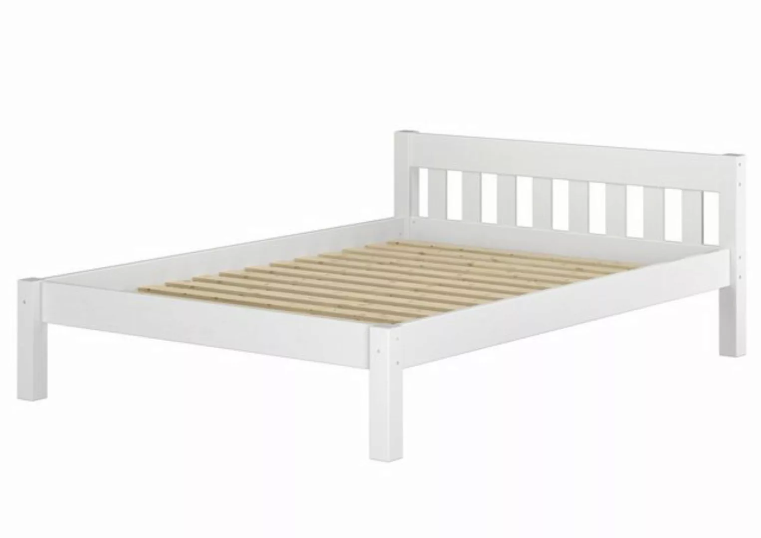 ERST-HOLZ Bett Breites, weißes Holzbett 120x200 mit Rost, Kieferwaschweiß günstig online kaufen