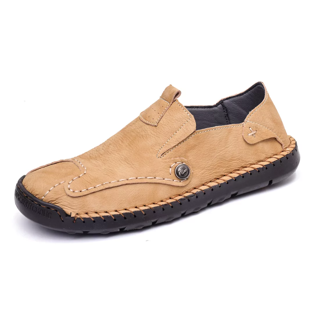 Menico Herren Handnähte Soft Slip On Comfort Leder Slipper günstig online kaufen