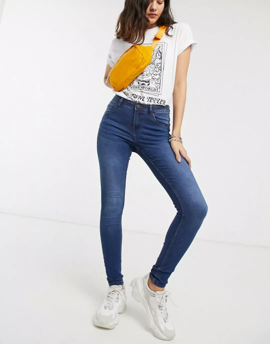 Noisy May Damen Jeans NMJEN NR S.S SHAPER JEANS VI021MB - Slim Fit - Blau - günstig online kaufen