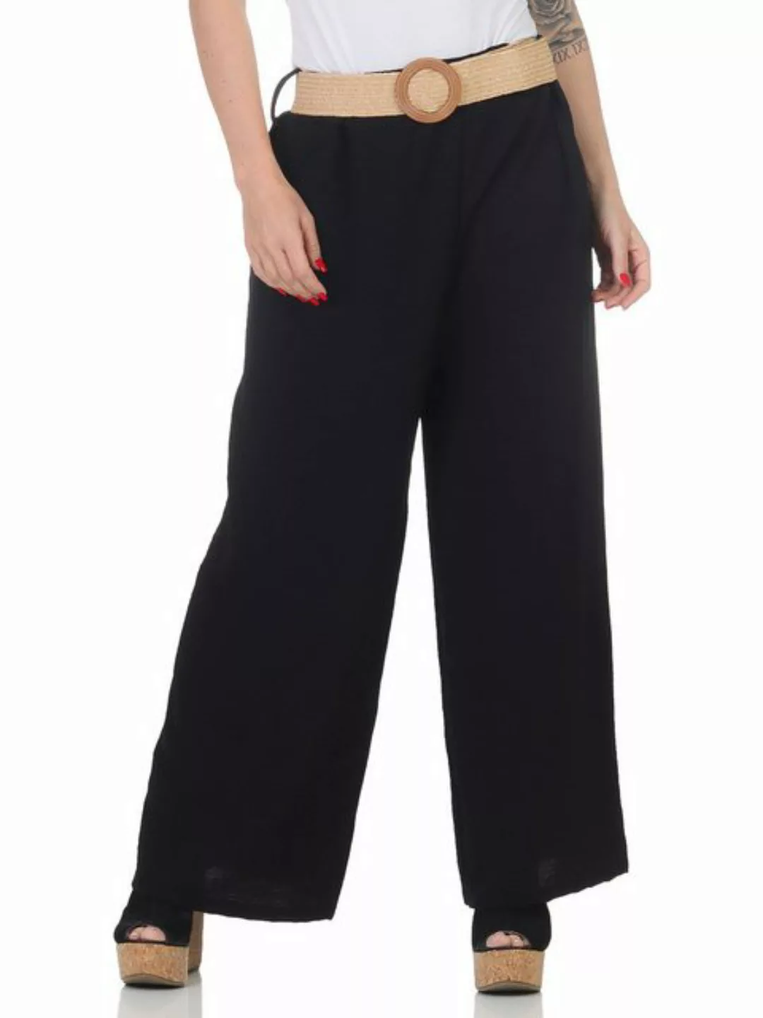 CLEO STYLE Stoffhose Damen Schlaghose 2576 34-38 Schwarz günstig online kaufen