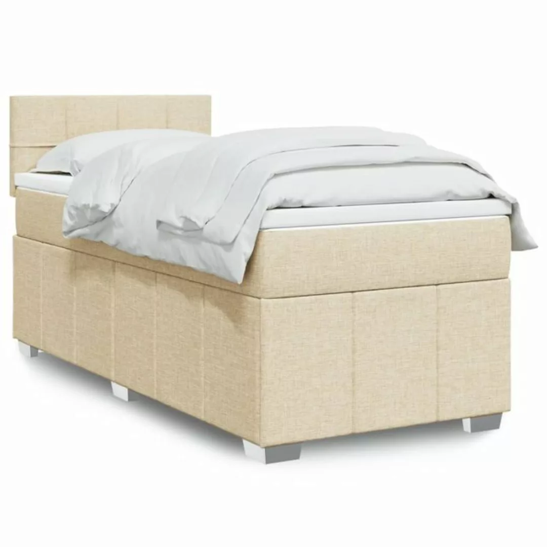 vidaXL Boxspringbett, Boxspringbett mit Matratze Creme 90x190 cm Stoff günstig online kaufen