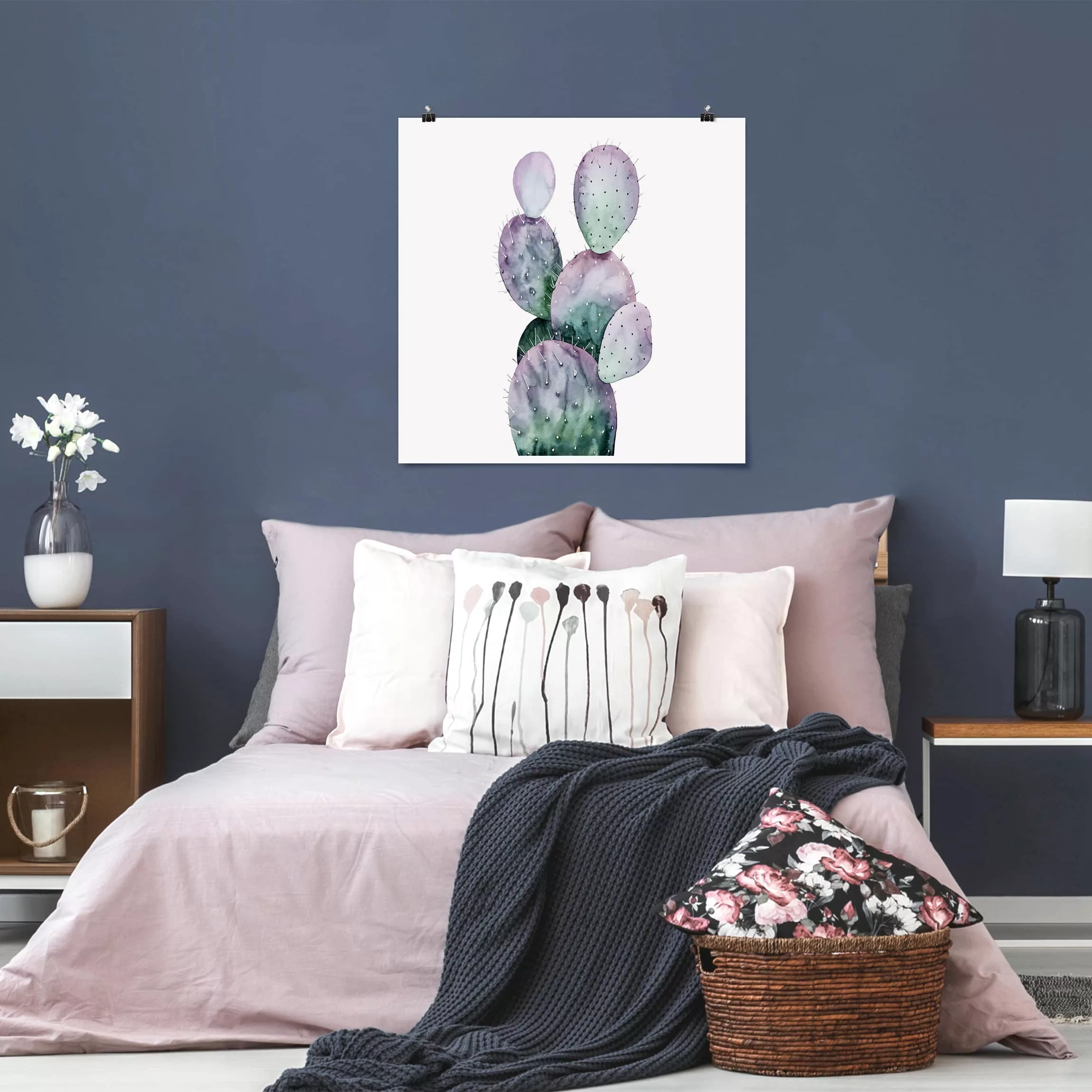 Poster Blumen - Quadrat Kaktus in Lila II günstig online kaufen