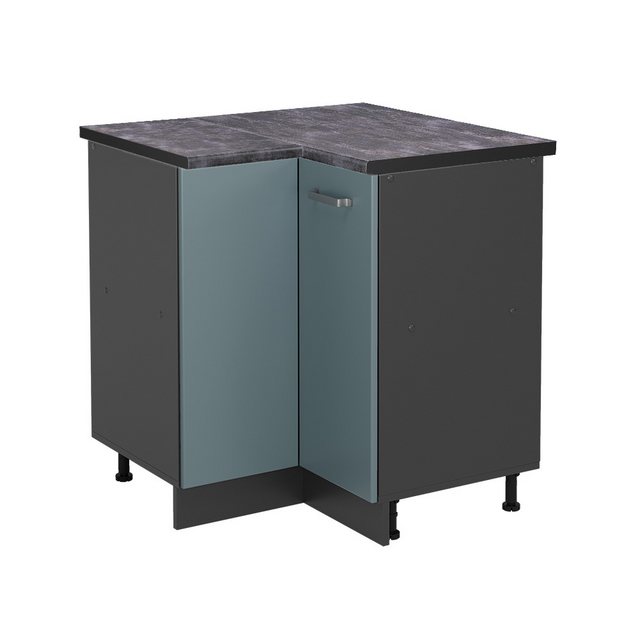 Vicco Eckunterschrank R-Line, Blau-Grau/Anthrazit, 75.6 cm, AP Anthrazit günstig online kaufen