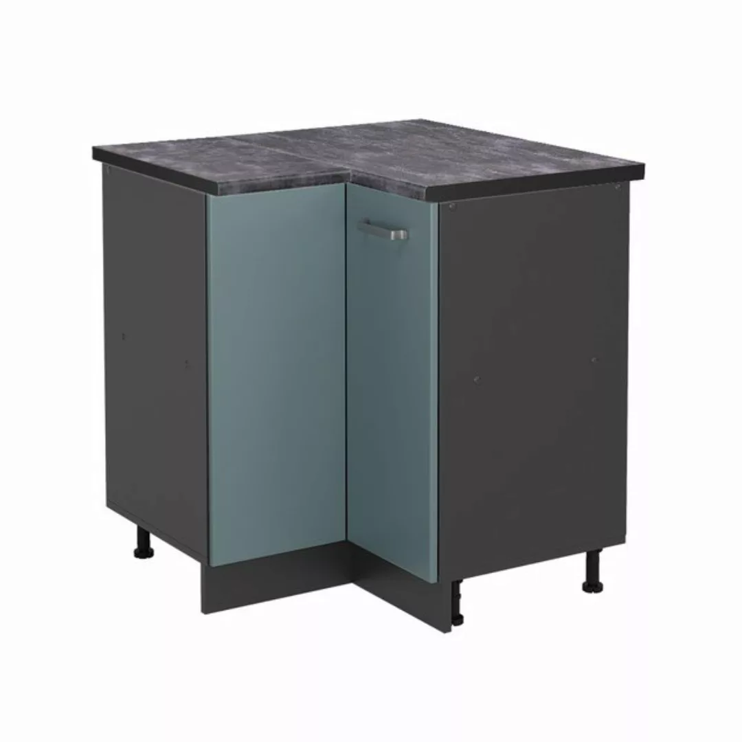 Vicco Eckunterschrank R-Line, Blau-Grau/Anthrazit, 75.6 cm, AP Anthrazit günstig online kaufen