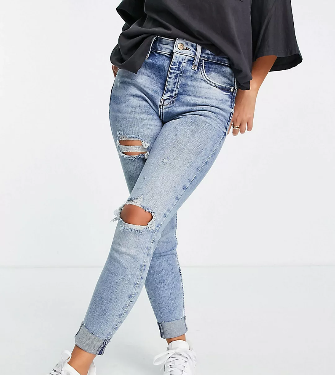 River Island Petite – Figurformende Jeans mit engem Schnitt, hohem Bund und günstig online kaufen