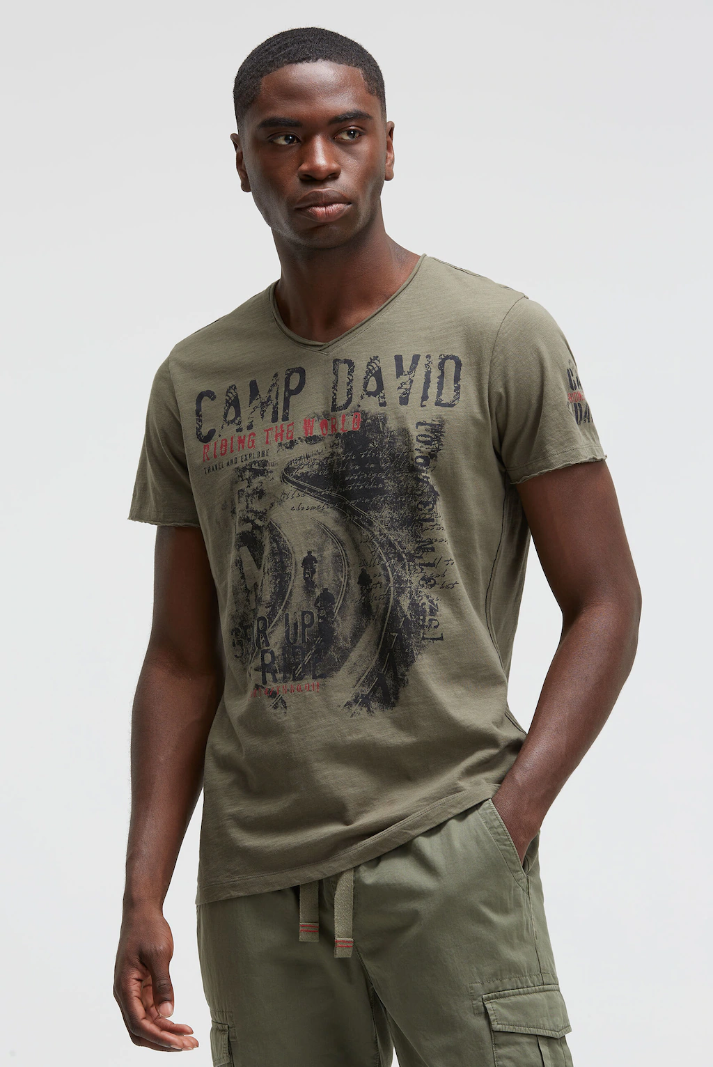 CAMP DAVID V-Shirt, mit offenen Kanten günstig online kaufen