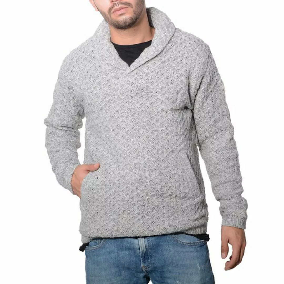 KUNST UND MAGIE Sweatshirt Herren Strickpullover Wollpullover+Schalkragen w günstig online kaufen