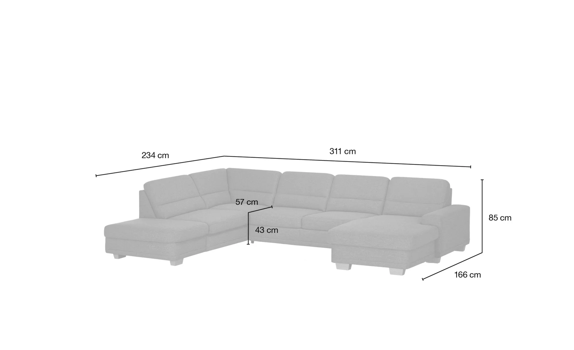 meinSofa Wohnlandschaft  Marc ¦ braun ¦ Maße (cm): B: 311 H: 85 T: 234.0 Po günstig online kaufen