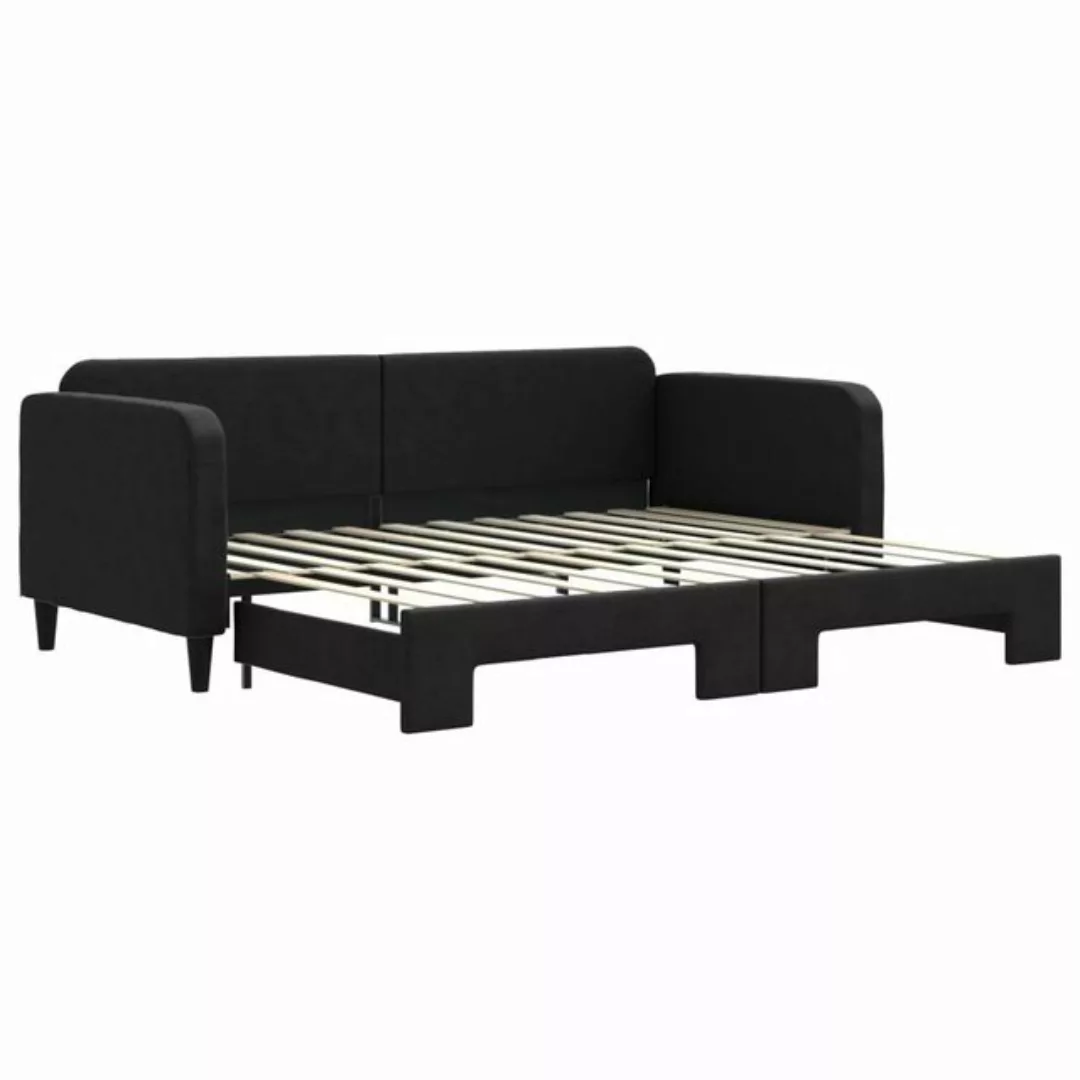 furnicato Bett Tagesbett Ausziehbar Schwarz 90x200 cm Stoff (1-tlg) günstig online kaufen