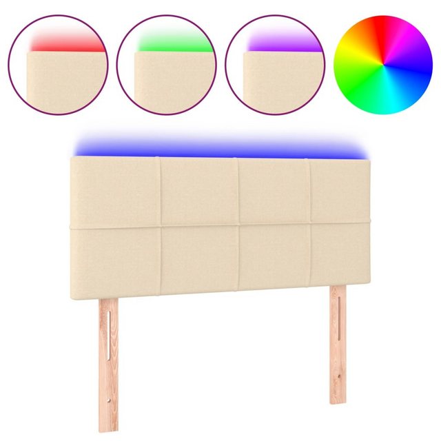 vidaXL Bett, LED Kopfteil Creme 100x5x78/88 cm Stoff günstig online kaufen