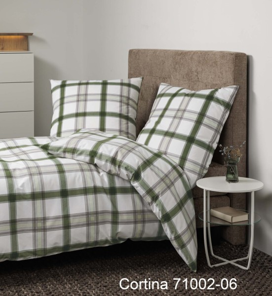Janine Janine Soft-Cotton Bettwäsche CORTINA 71002 grün platin Größe:  155x günstig online kaufen
