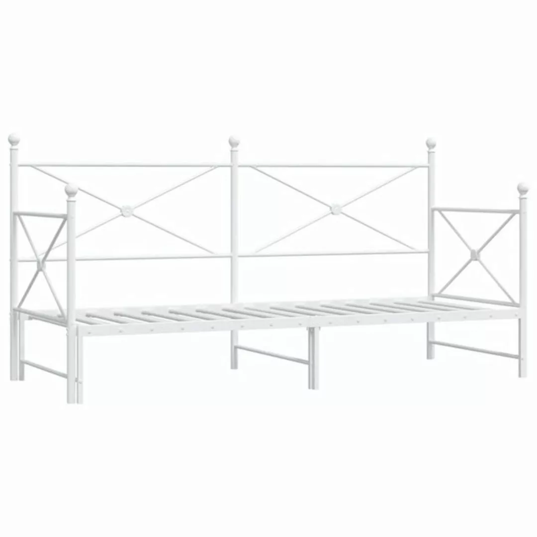 vidaXL Bett Tagesbett Ausziehbar ohne Matratze Weiß 75x190 cm Stahl günstig online kaufen