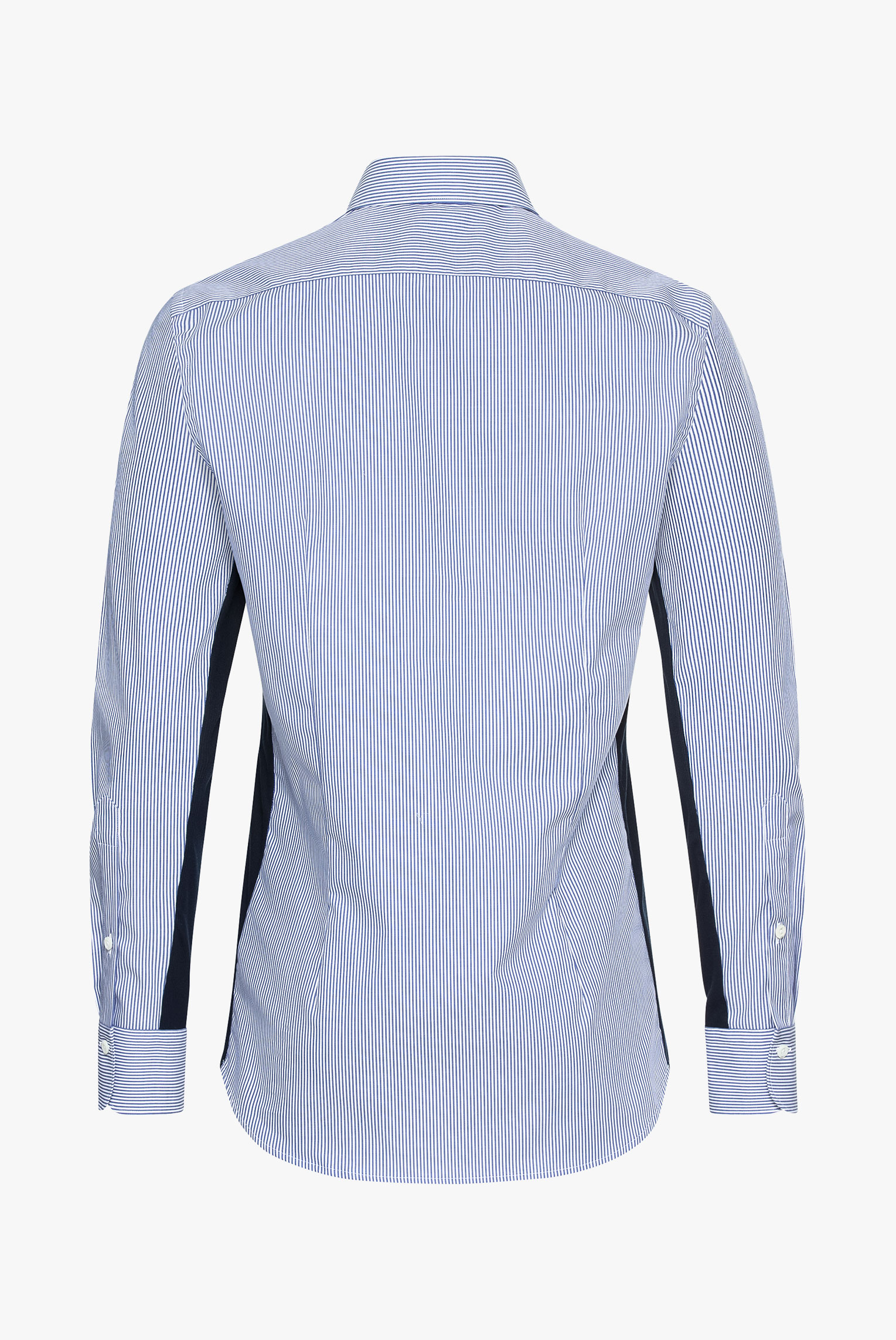 Hybrid Hemd mit seitlichem dunkelblauem Jerseyeinsatz  Slim Fit Blau Gestre günstig online kaufen