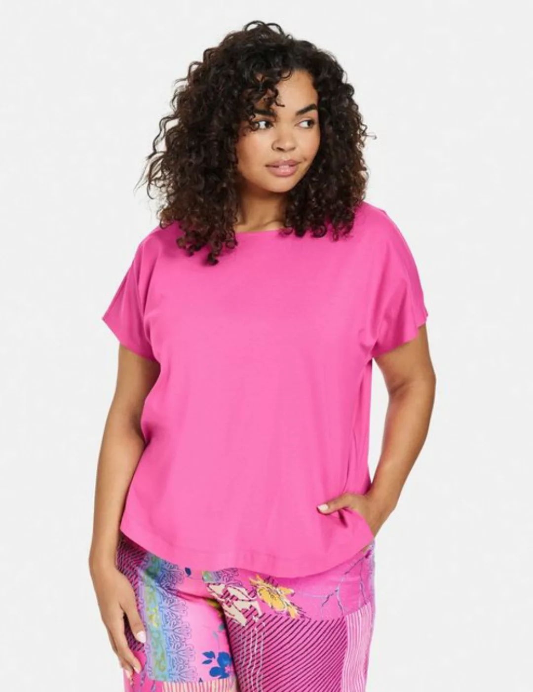 Samoon Kurzarmshirt Basic T-Shirt mit Rückenfalte günstig online kaufen