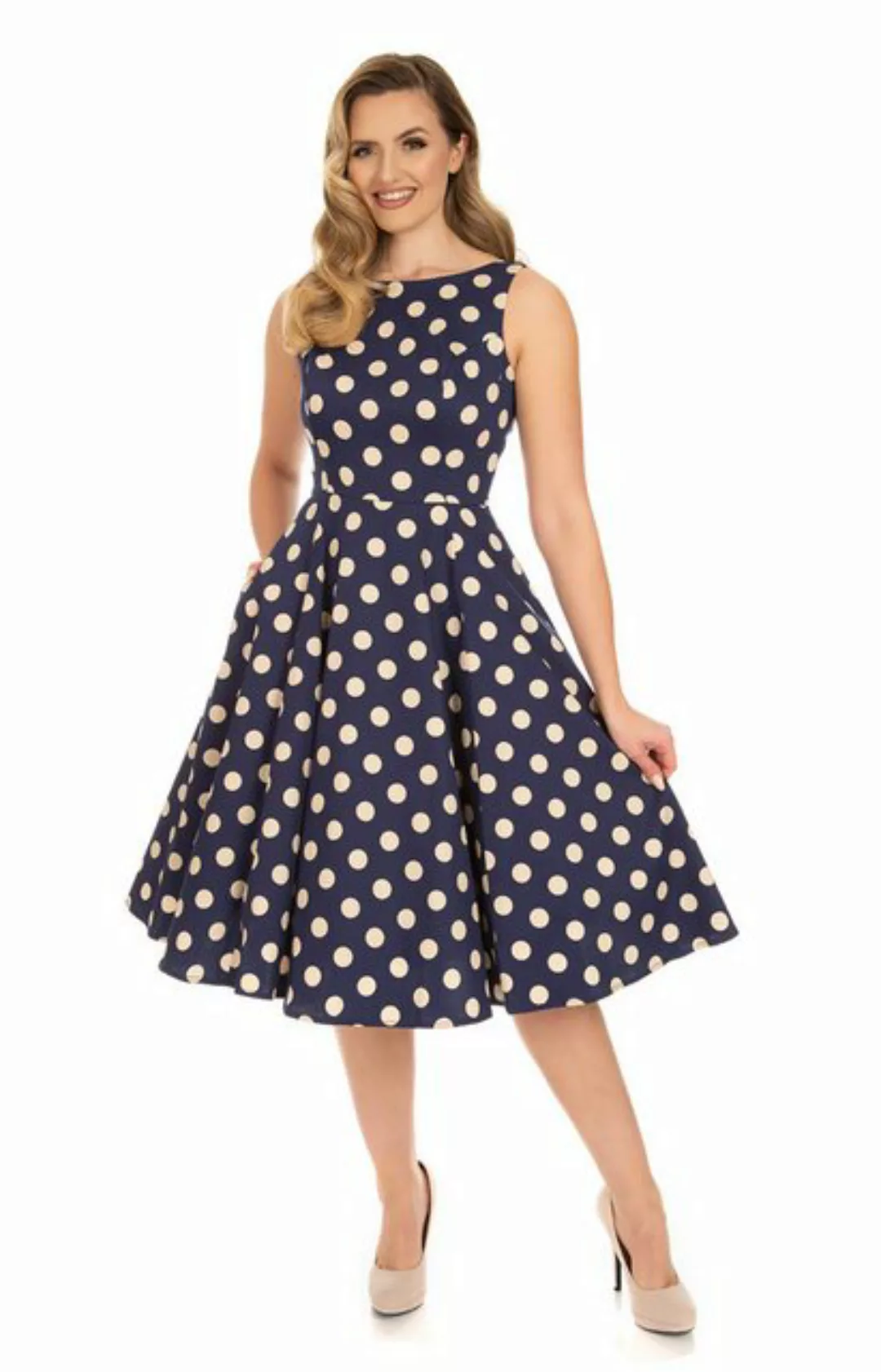 Hearts & Roses London A-Linien-Kleid Mia Polka Dot Vintage Retro Gepunktet günstig online kaufen