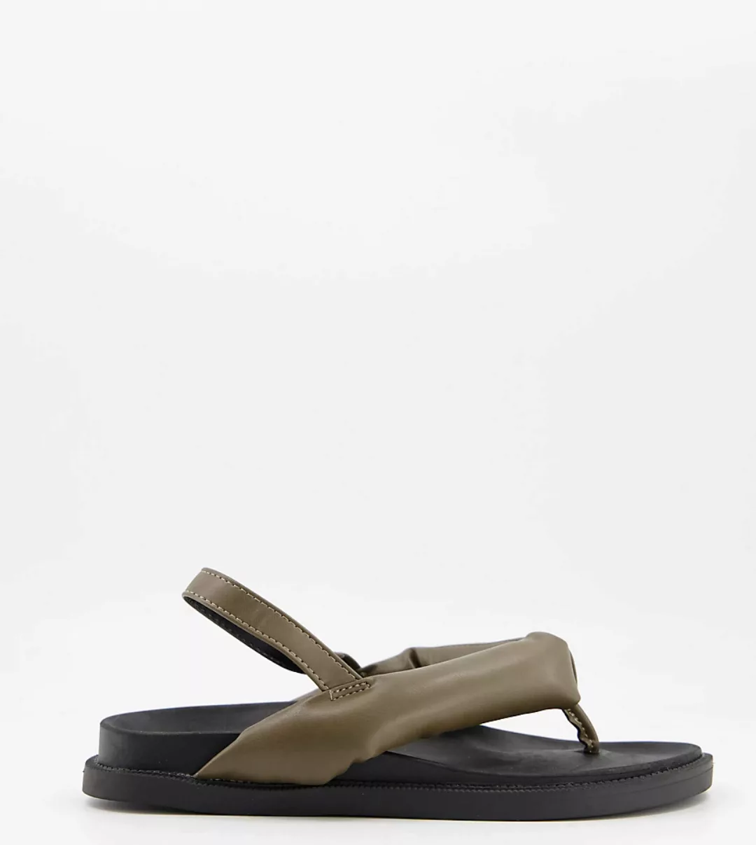 Public Desire Wide Fit – Minorca – Gepolsterte Sandalen in Khaki mit Zehens günstig online kaufen