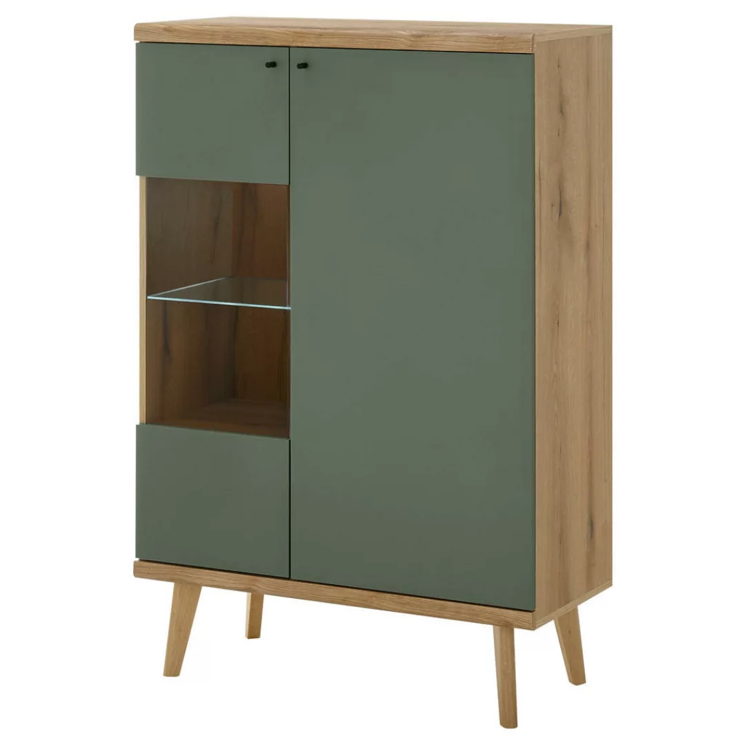 Vitrine Alva Eiche Evoke Coast Nachbildung salbei B/H/T: ca. 90x134x40 cm günstig online kaufen