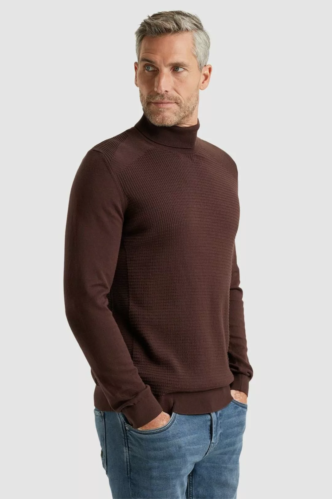 Vanguard Rollkragenpullover Struktur Braun - Größe XXL günstig online kaufen