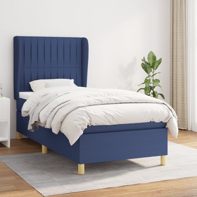 vidaXL Bett Boxspringbett mit Matratze Blau 80x200 cm Stoff günstig online kaufen