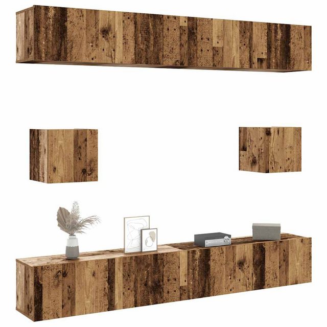 vidaXL Schrankmodule 6-tlg. TV-Schrank-Set Wandmontage Altholz-Optik Holzwe günstig online kaufen