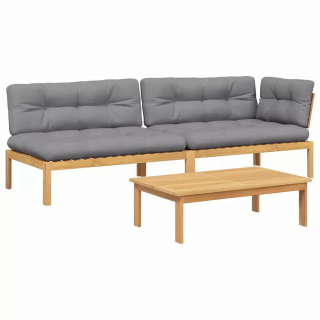 vidaXL Loungesofa 3-tlg. Garten-Sofagarnitur aus Paletten mit Kissen nholz, günstig online kaufen