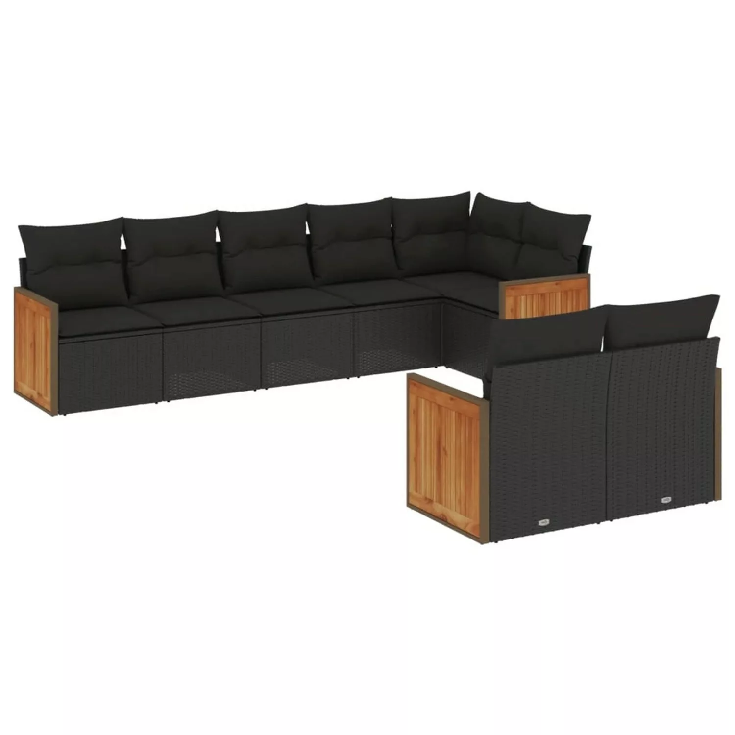 vidaXL 8-tlg Garten-Sofagarnitur mit Kissen Schwarz Poly Rattan Modell 179 günstig online kaufen